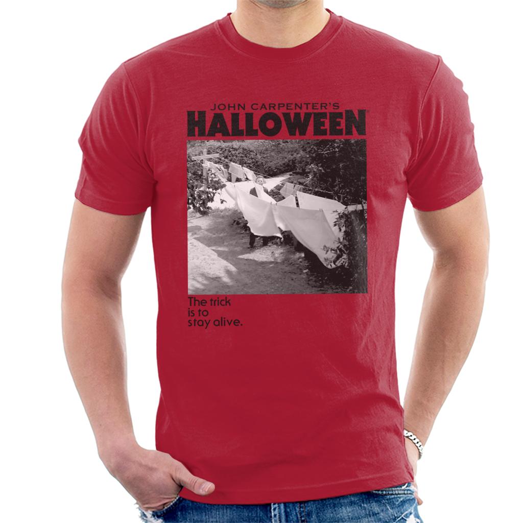 Halloween Michael Myers Standing By Clothes Line Men's T-Shirt-ALL + EVERY