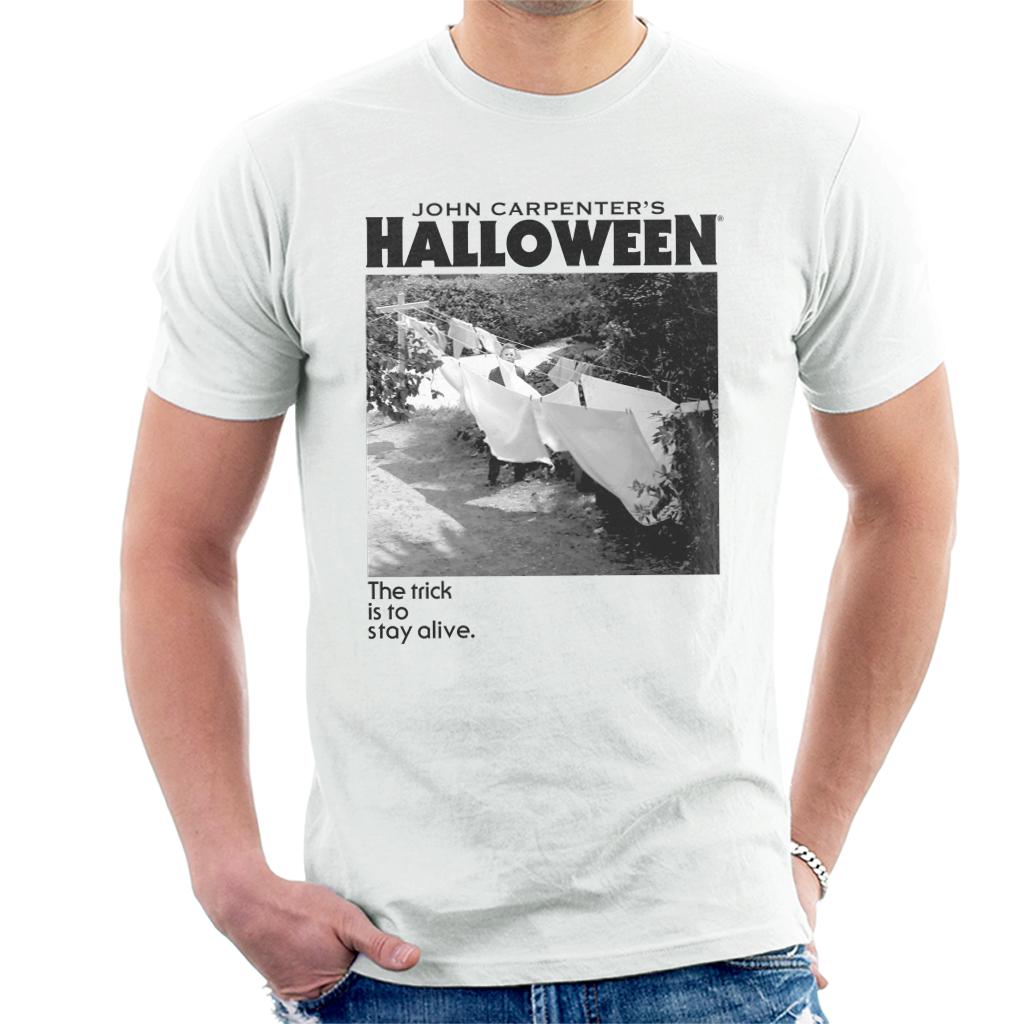 Halloween Michael Myers Standing By Clothes Line Men's T-Shirt-ALL + EVERY