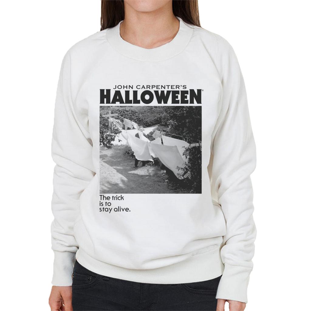 Halloween Michael Myers Standing By Clothes Line Women's Sweatshirt-ALL + EVERY