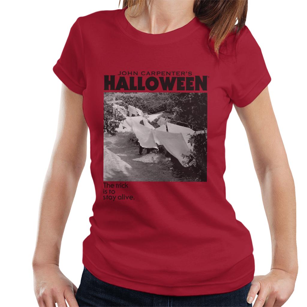 Halloween Michael Myers Standing By Clothes Line Women's T-Shirt-ALL + EVERY