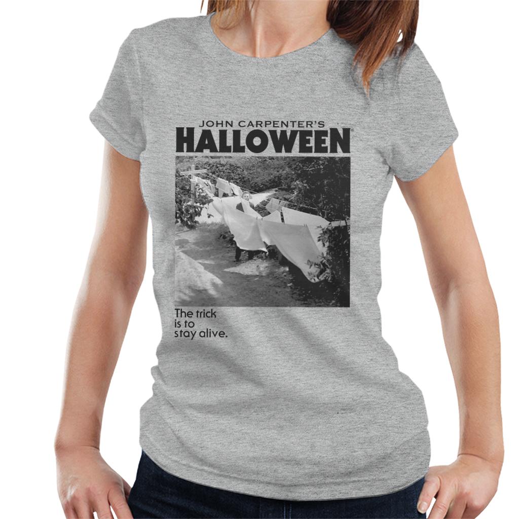 Halloween Michael Myers Standing By Clothes Line Women's T-Shirt-ALL + EVERY