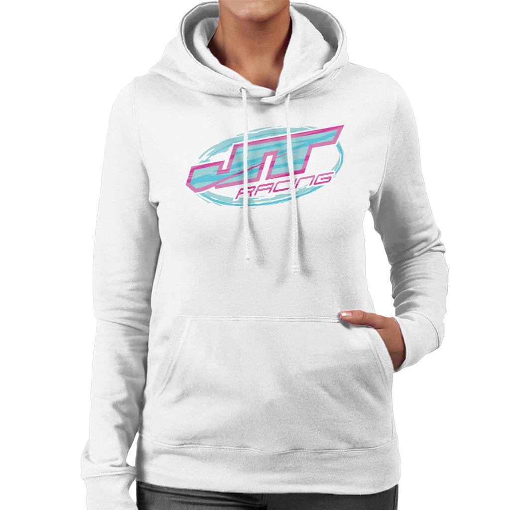 JT Racing Blue And Pink Logo Women's Hooded Sweatshirt-ALL + EVERY