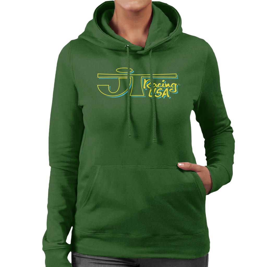 JT Racing Yellow And Blue Logo Women's Hooded Sweatshirt-ALL + EVERY