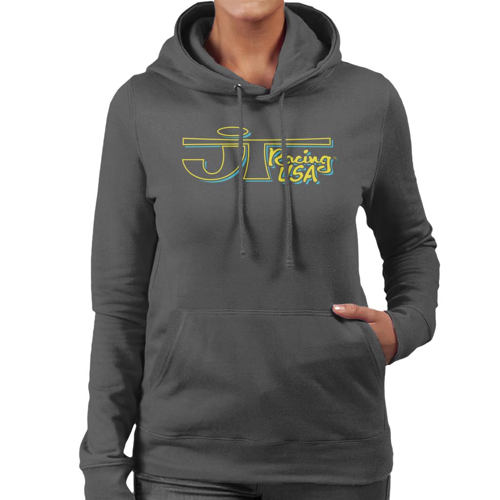 JT Racing Yellow And Blue Logo Women's Hooded Sweatshirt-ALL + EVERY