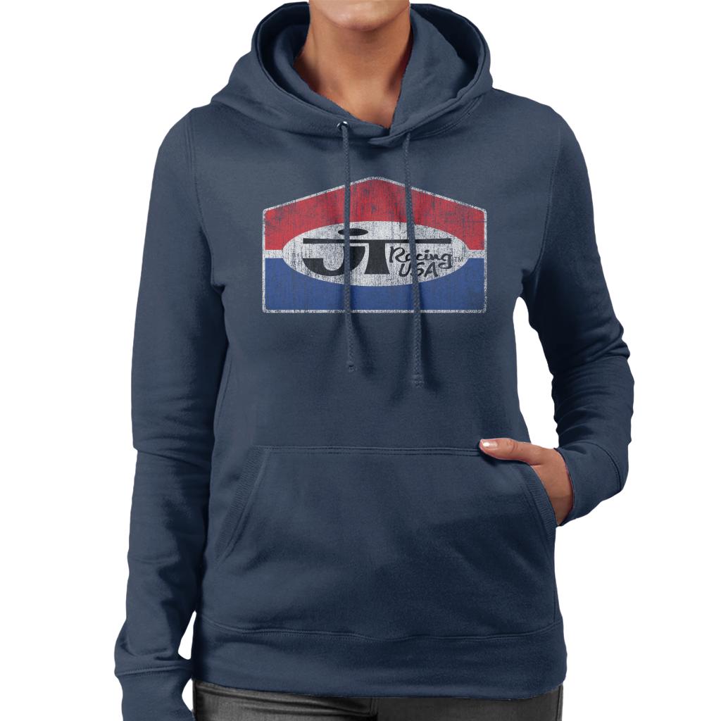 JT Racing Fading Classic Logo Women's Hooded Sweatshirt-ALL + EVERY