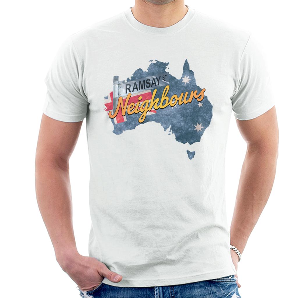 Neighbours Ramsay St Australian Flag Men's T-Shirt-ALL + EVERY