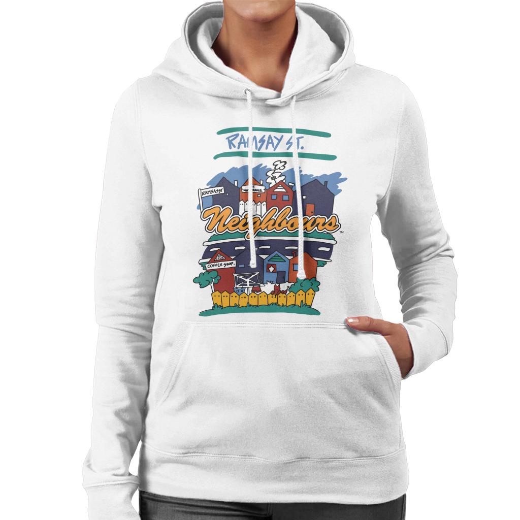 Neighbours Ramsay St Houses Women's Hooded Sweatshirt-ALL + EVERY