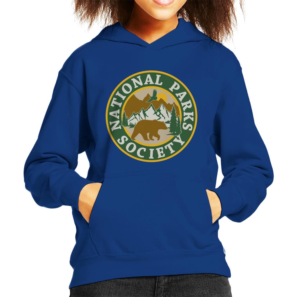 US National Parks Society Bear Roaming Badge Kid's Hooded Sweatshirt-ALL + EVERY