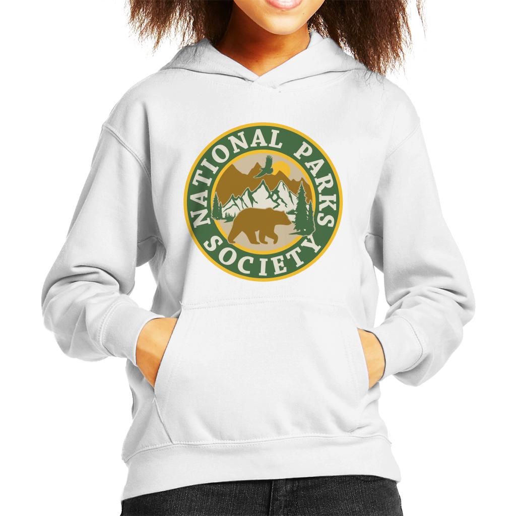 US National Parks Society Bear Roaming Badge Kid's Hooded Sweatshirt-ALL + EVERY