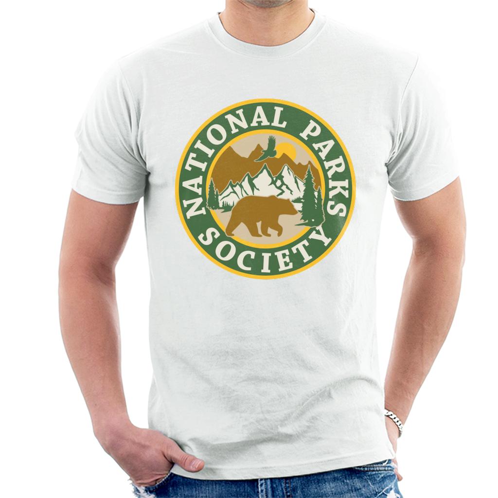 US National Parks Society Bear Roaming Badge Men's T-Shirt-ALL + EVERY