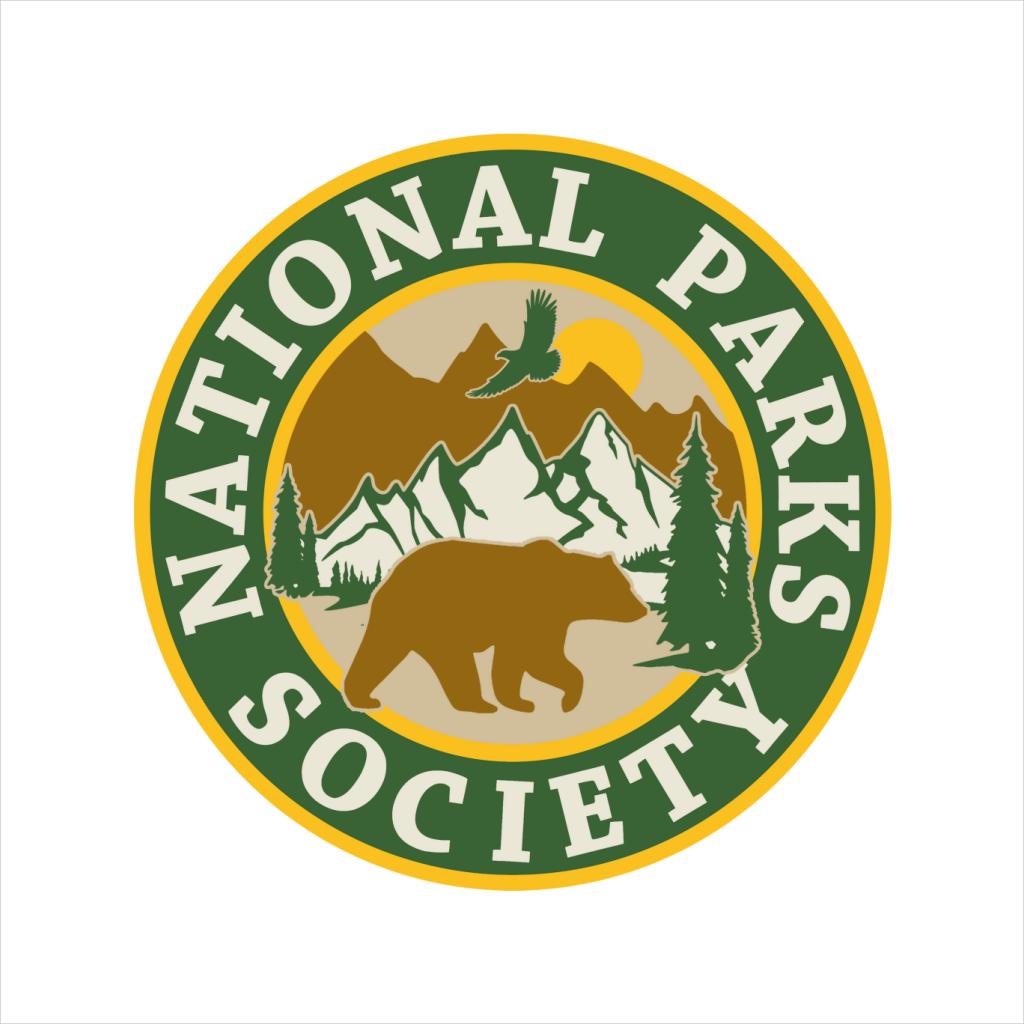 US National Parks Society Bear Roaming Badge Kid's T-Shirt-ALL + EVERY