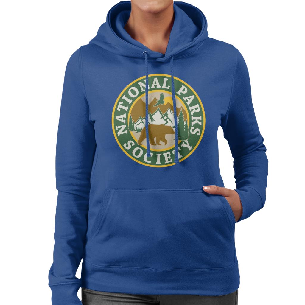 US National Parks Society Bear Roaming Badge Women's Hooded Sweatshirt-ALL + EVERY