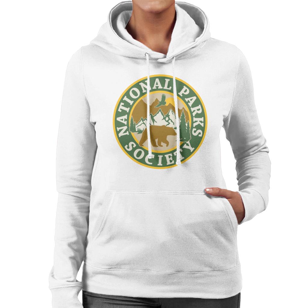 US National Parks Society Bear Roaming Badge Women's Hooded Sweatshirt-ALL + EVERY