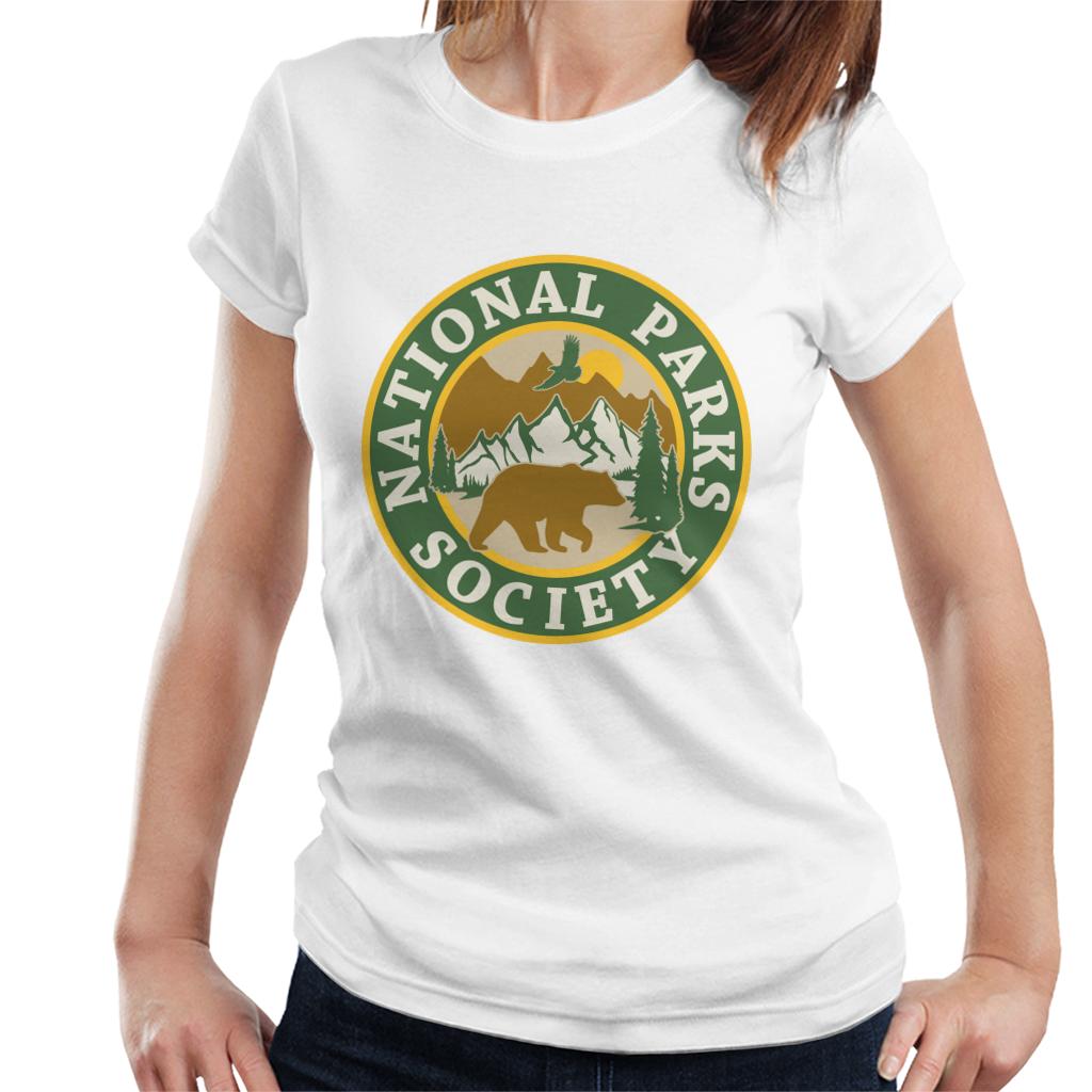 US National Parks Society Bear Roaming Badge Women's T-Shirt-ALL + EVERY