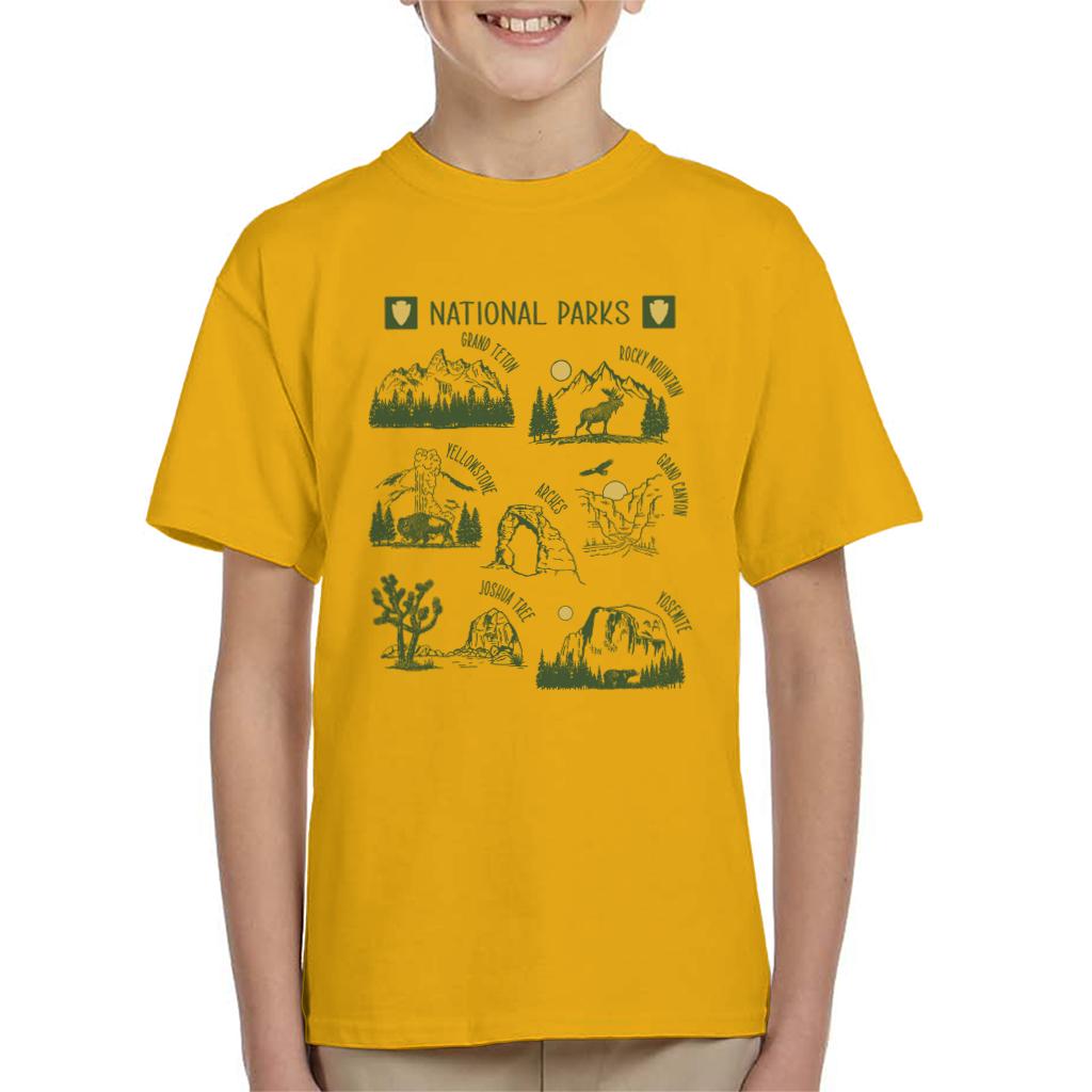 US National Parks Montage Kid's T-Shirt-ALL + EVERY