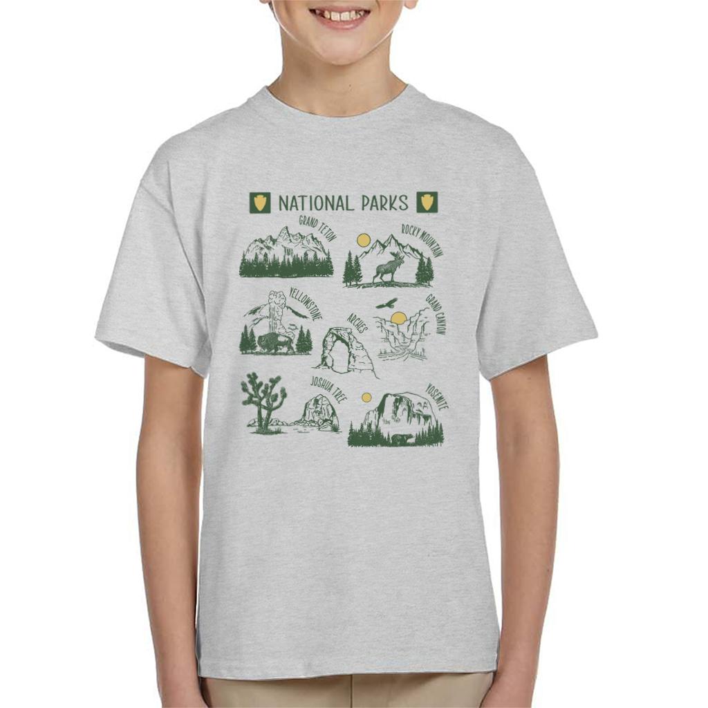 US National Parks Montage Kid's T-Shirt-ALL + EVERY