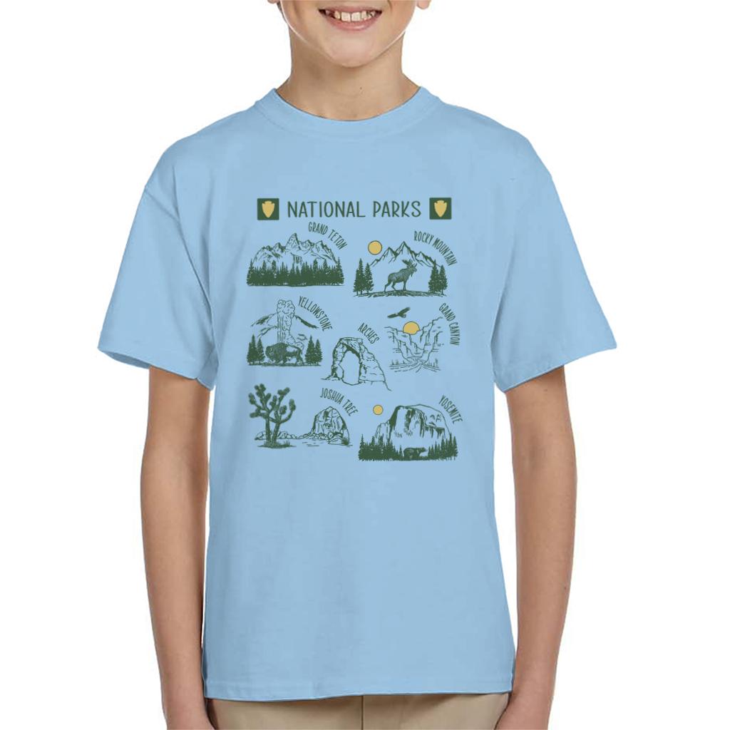 US National Parks Montage Kid's T-Shirt-ALL + EVERY