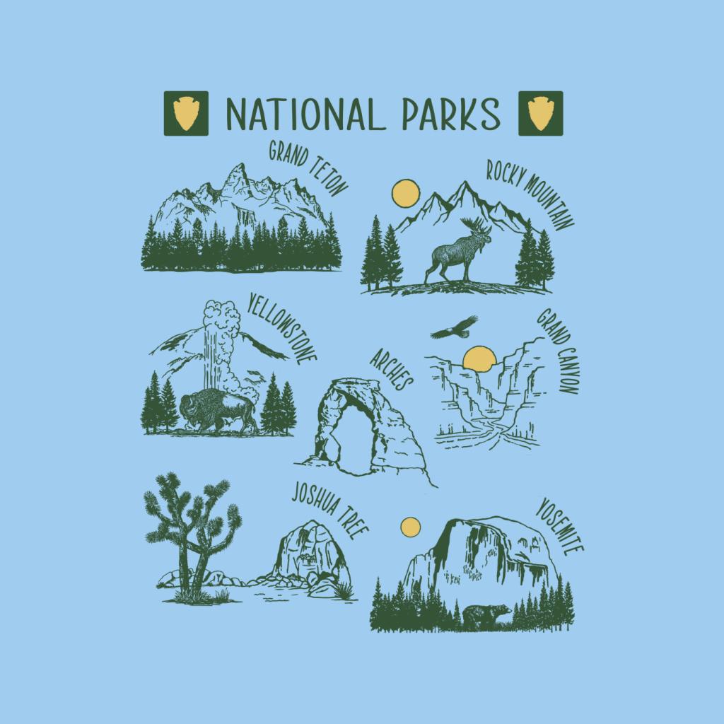 US National Parks Montage Men's T-Shirt-ALL + EVERY