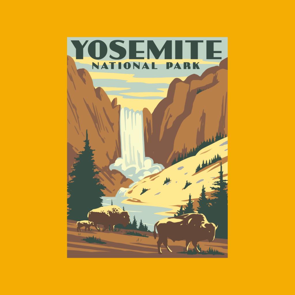 US National Parks Yosemite Waterfall Men's T-Shirt-ALL + EVERY