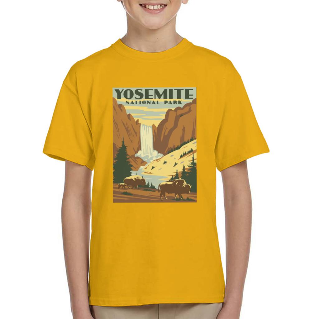 US National Parks Yosemite Waterfall Kid's T-Shirt-ALL + EVERY