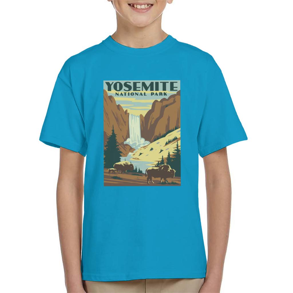 US National Parks Yosemite Waterfall Kid's T-Shirt-ALL + EVERY