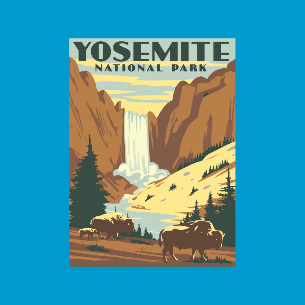 US National Parks Yosemite Waterfall Men's T-Shirt-ALL + EVERY