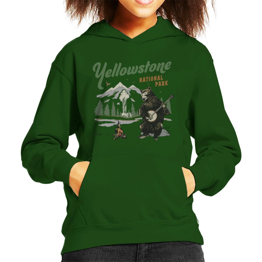 US National Parks Yellowstone Bear Playing Banjo Kid's Hooded Sweatshirt-ALL + EVERY