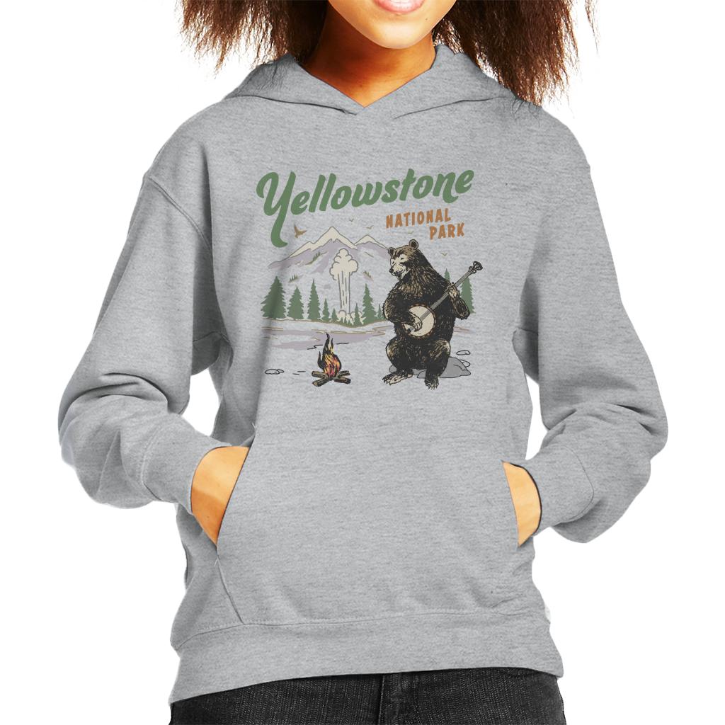 US National Parks Yellowstone Bear Playing Banjo Kid's Hooded Sweatshirt-ALL + EVERY