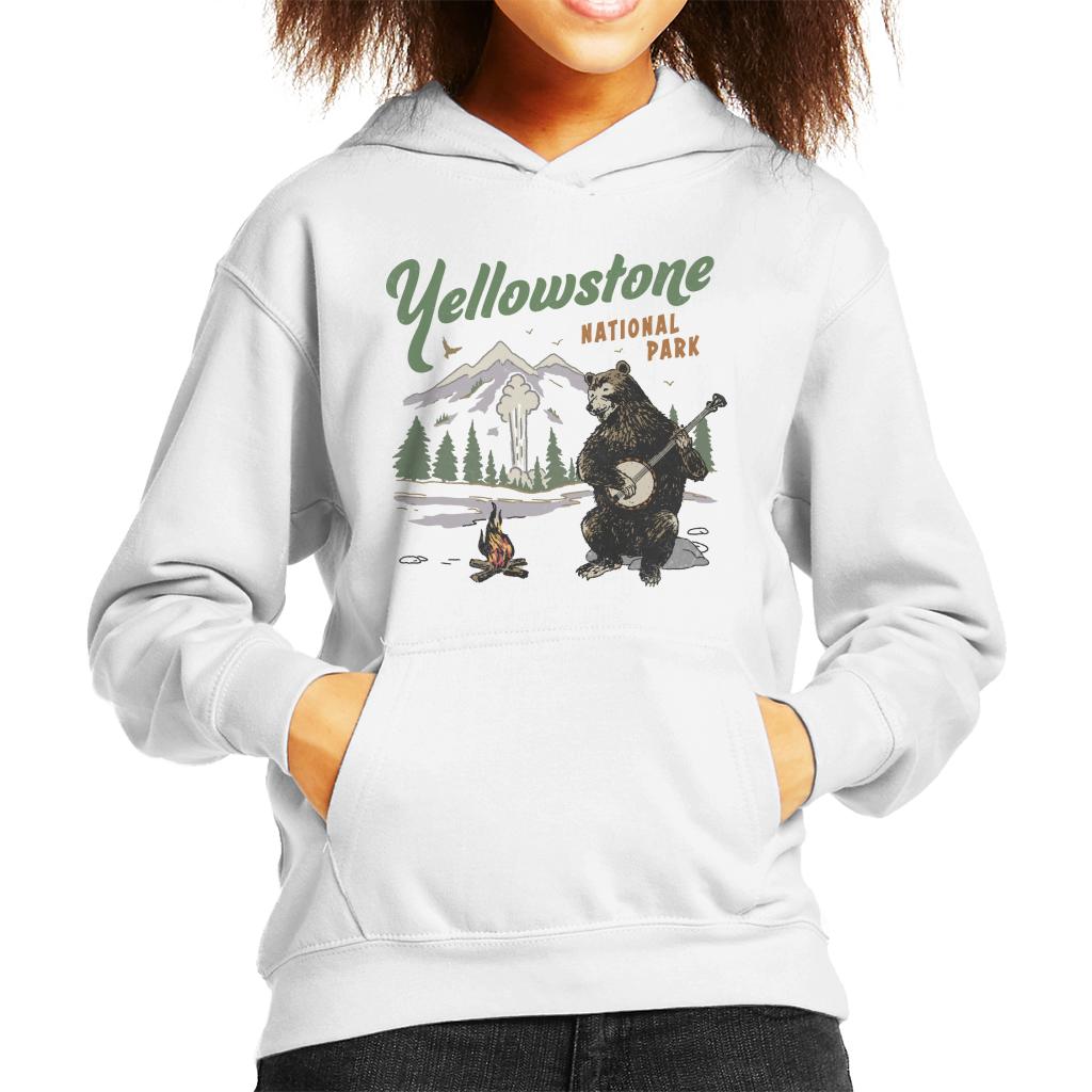 US National Parks Yellowstone Bear Playing Banjo Kid's Hooded Sweatshirt-ALL + EVERY