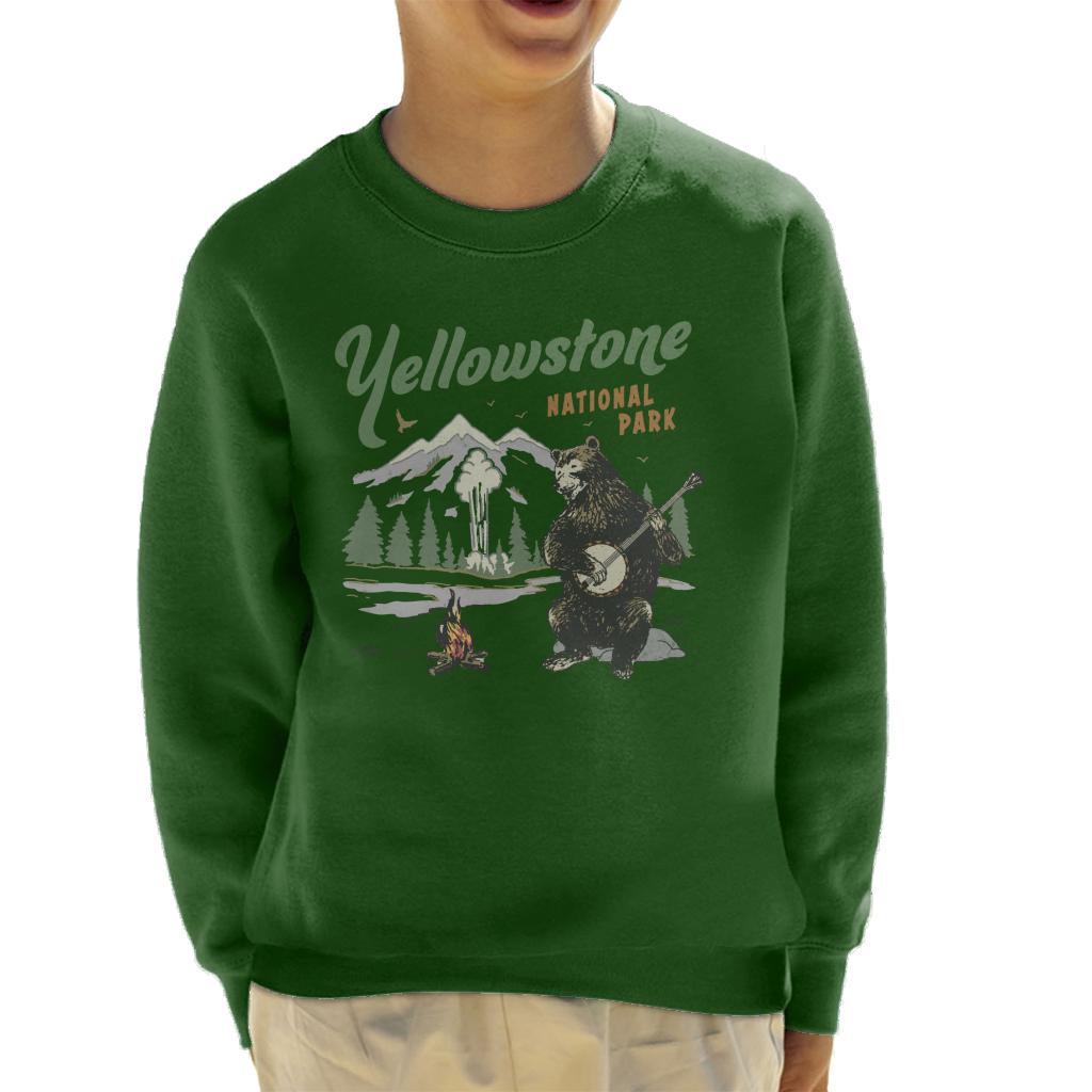 US National Parks Yellowstone Bear Playing Banjo Kid's Sweatshirt-ALL + EVERY