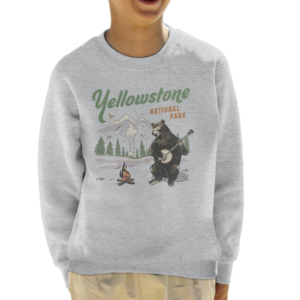 US National Parks Yellowstone Bear Playing Banjo Kid's Sweatshirt-ALL + EVERY