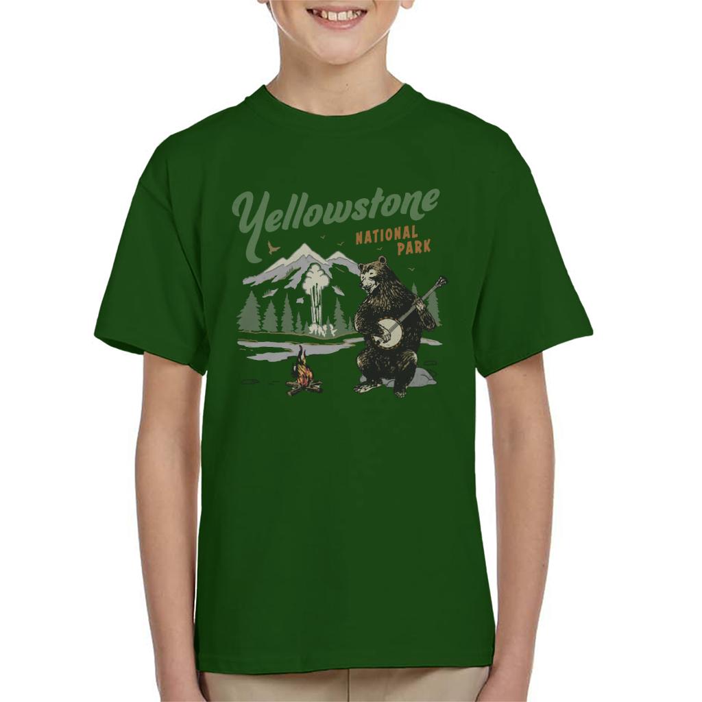 US National Parks Yellowstone Bear Playing Banjo Kid's T-Shirt-ALL + EVERY