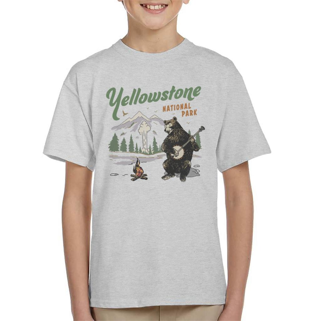 US National Parks Yellowstone Bear Playing Banjo Kid's T-Shirt-ALL + EVERY