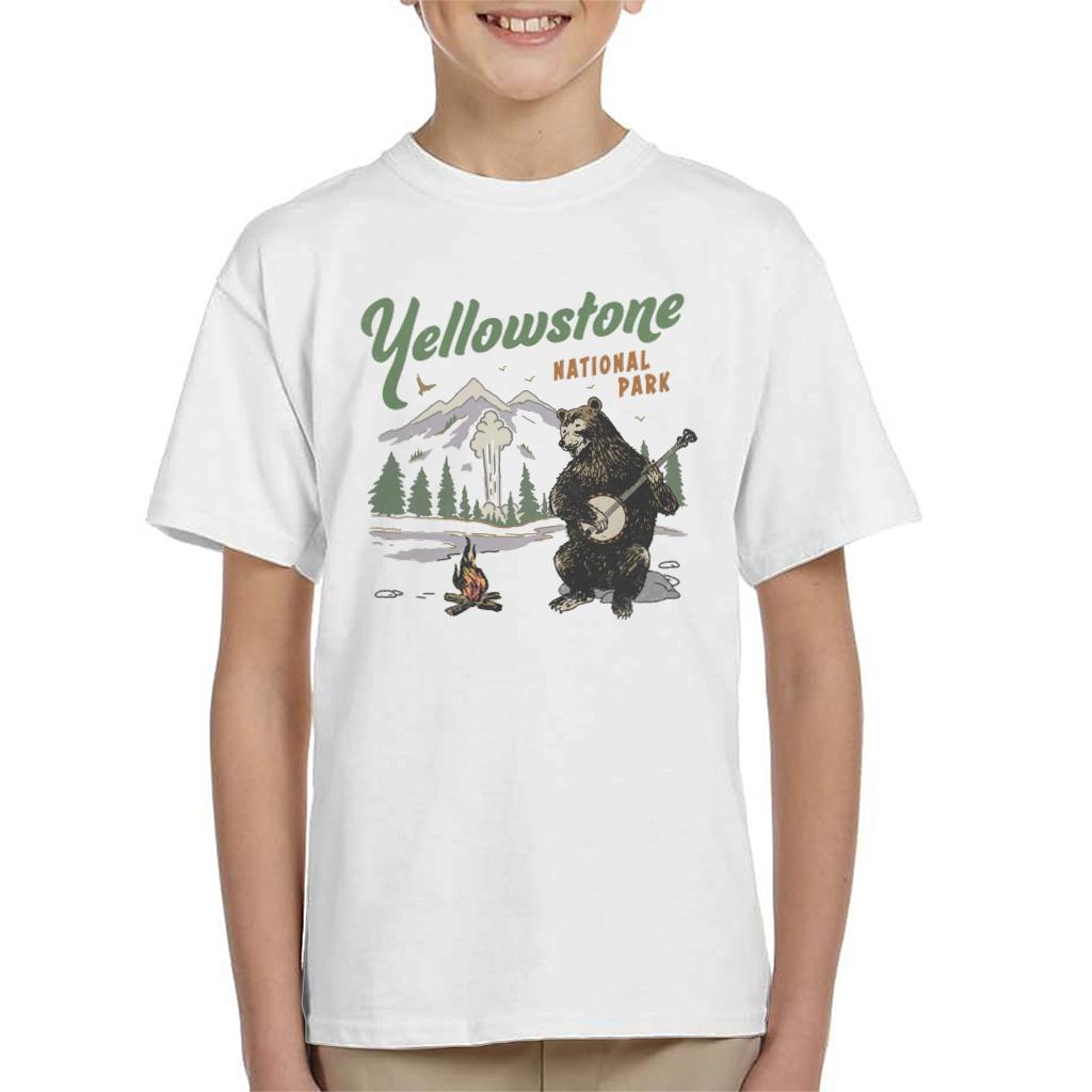 US National Parks Yellowstone Bear Playing Banjo Kid's T-Shirt-ALL + EVERY