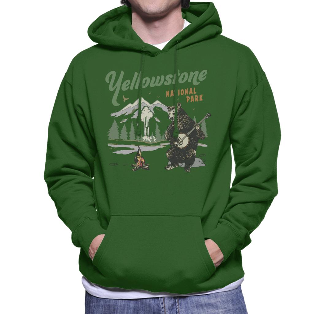 US National Parks Yellowstone Bear Playing Banjo Men's Hooded Sweatshirt-ALL + EVERY