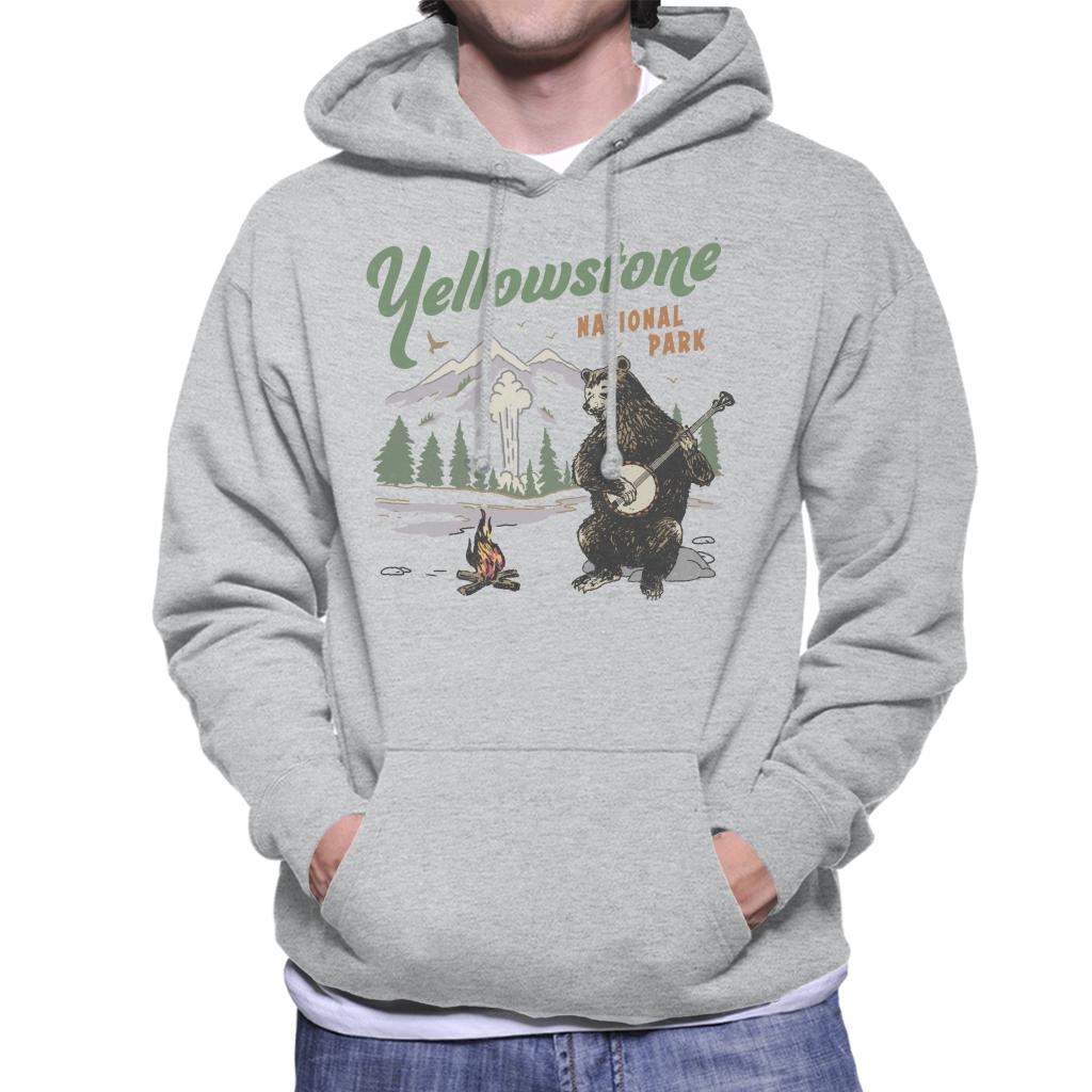 US National Parks Yellowstone Bear Playing Banjo Men's Hooded Sweatshirt-ALL + EVERY