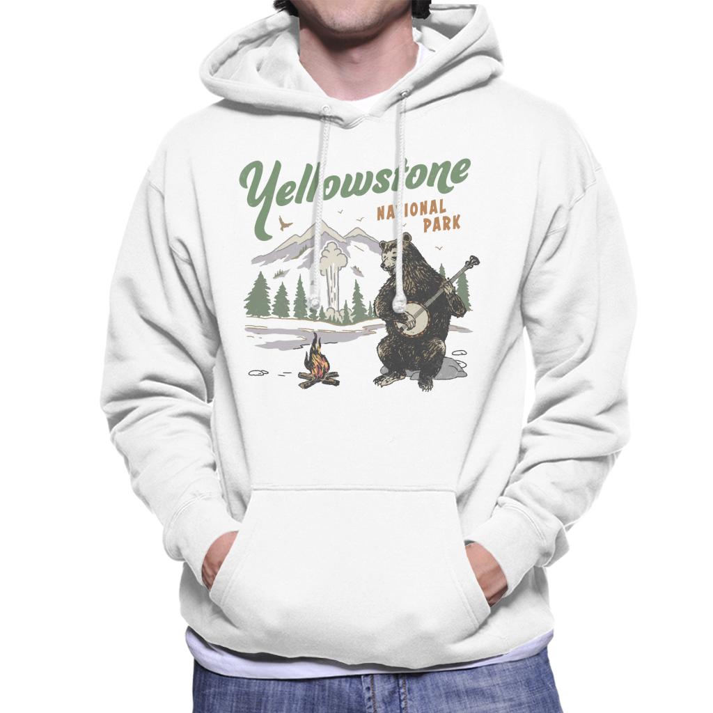 US National Parks Yellowstone Bear Playing Banjo Men's Hooded Sweatshirt-ALL + EVERY