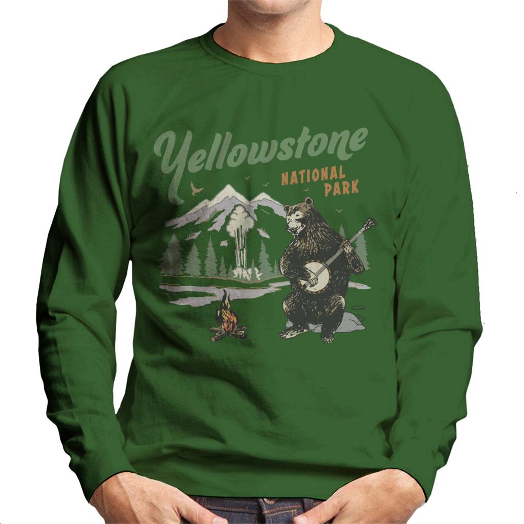 US National Parks Yellowstone Bear Playing Banjo Men's Sweatshirt-ALL + EVERY