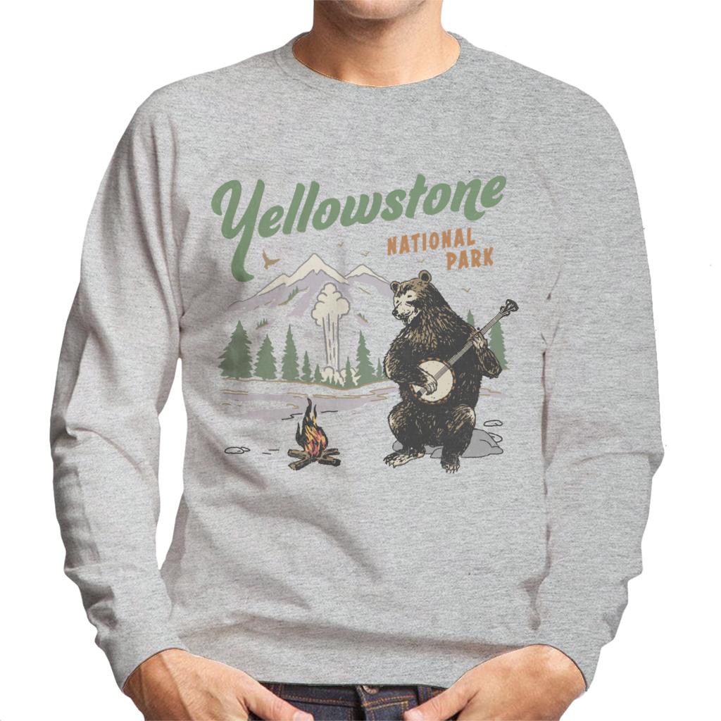 US National Parks Yellowstone Bear Playing Banjo Men's Sweatshirt-ALL + EVERY