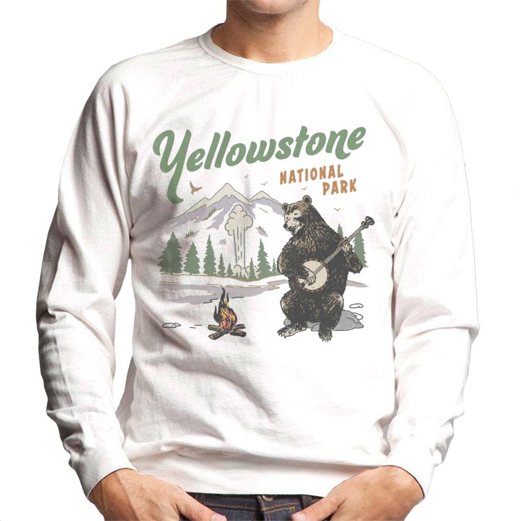 US National Parks Yellowstone Bear Playing Banjo Men's Sweatshirt-ALL + EVERY