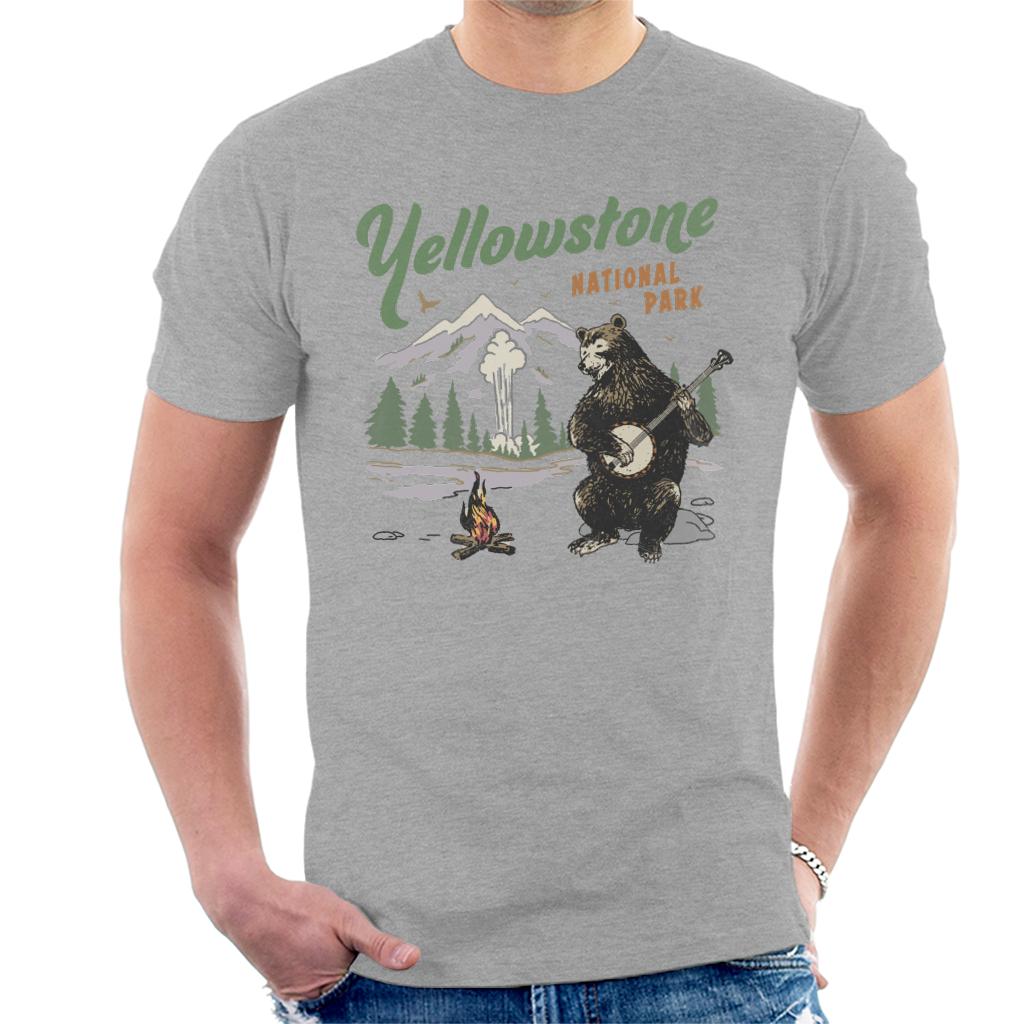 US National Parks Yellowstone Bear Playing Banjo Men's T-Shirt-ALL + EVERY