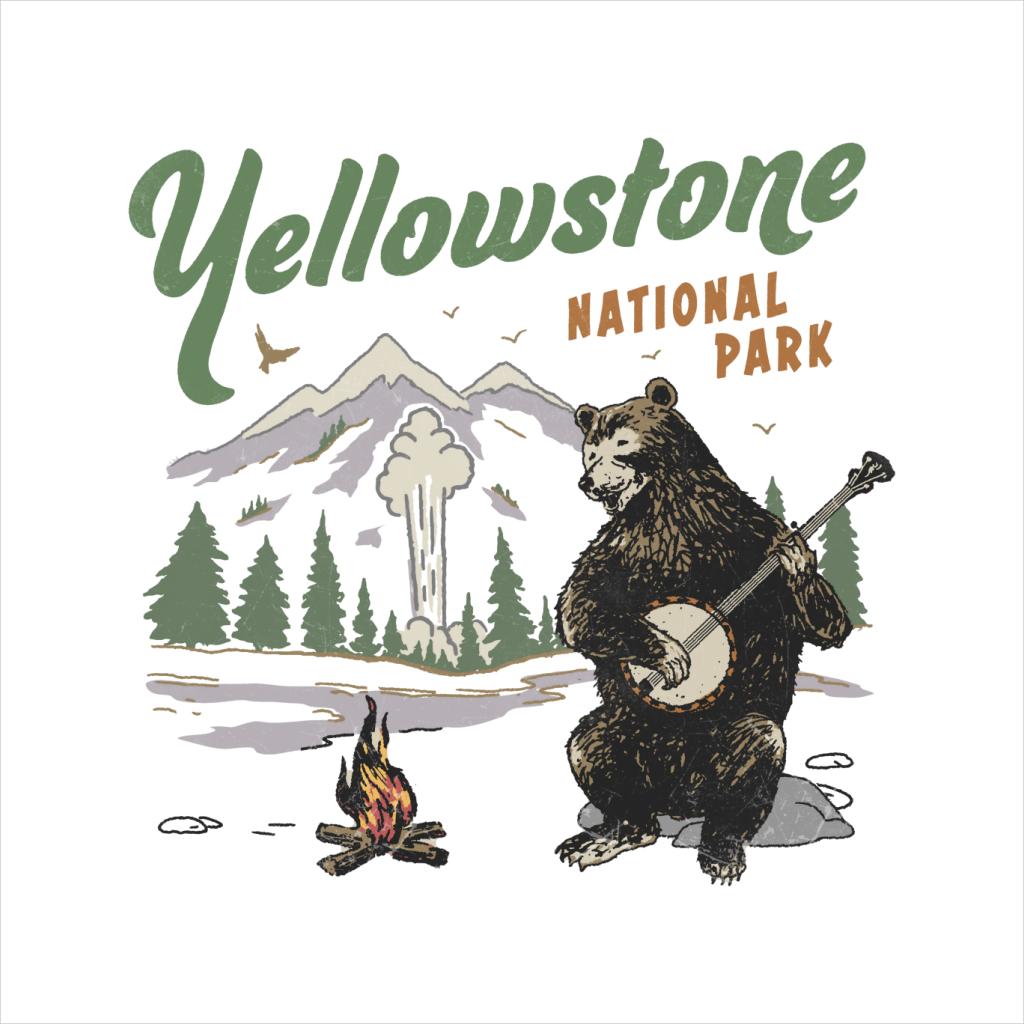 US National Parks Yellowstone Bear Playing Banjo Men's T-Shirt-ALL + EVERY