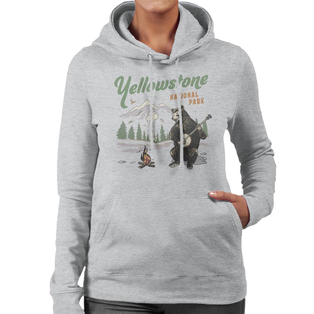 US National Parks Yellowstone Bear Playing Banjo Women's Hooded Sweatshirt-ALL + EVERY