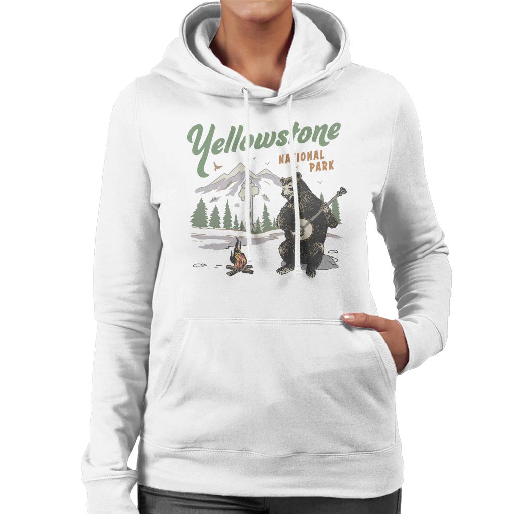 US National Parks Yellowstone Bear Playing Banjo Women's Hooded Sweatshirt-ALL + EVERY