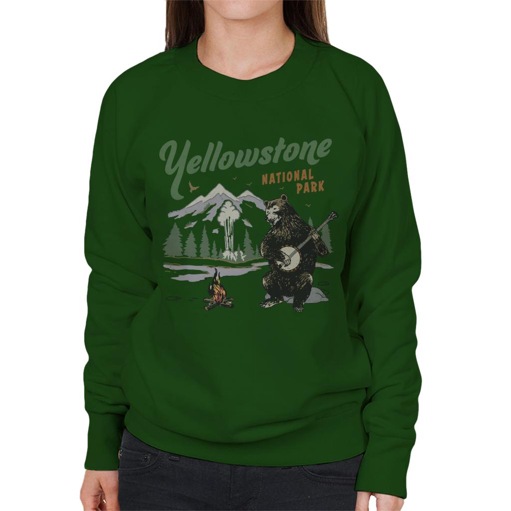 US National Parks Yellowstone Bear Playing Banjo Women's Sweatshirt-ALL + EVERY