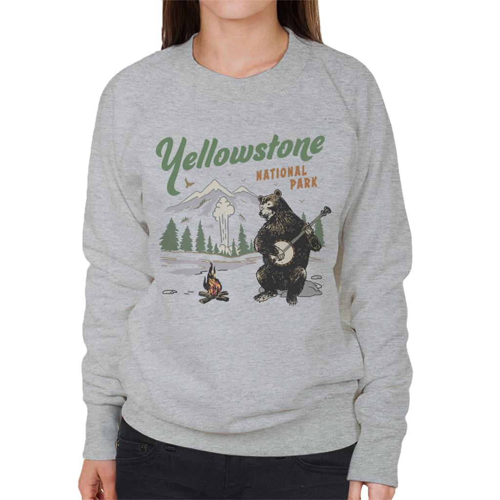 US National Parks Yellowstone Bear Playing Banjo Women's Sweatshirt-ALL + EVERY