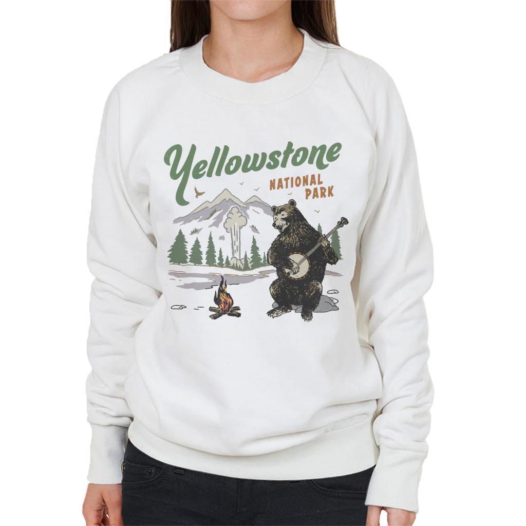 US National Parks Yellowstone Bear Playing Banjo Women's Sweatshirt-ALL + EVERY