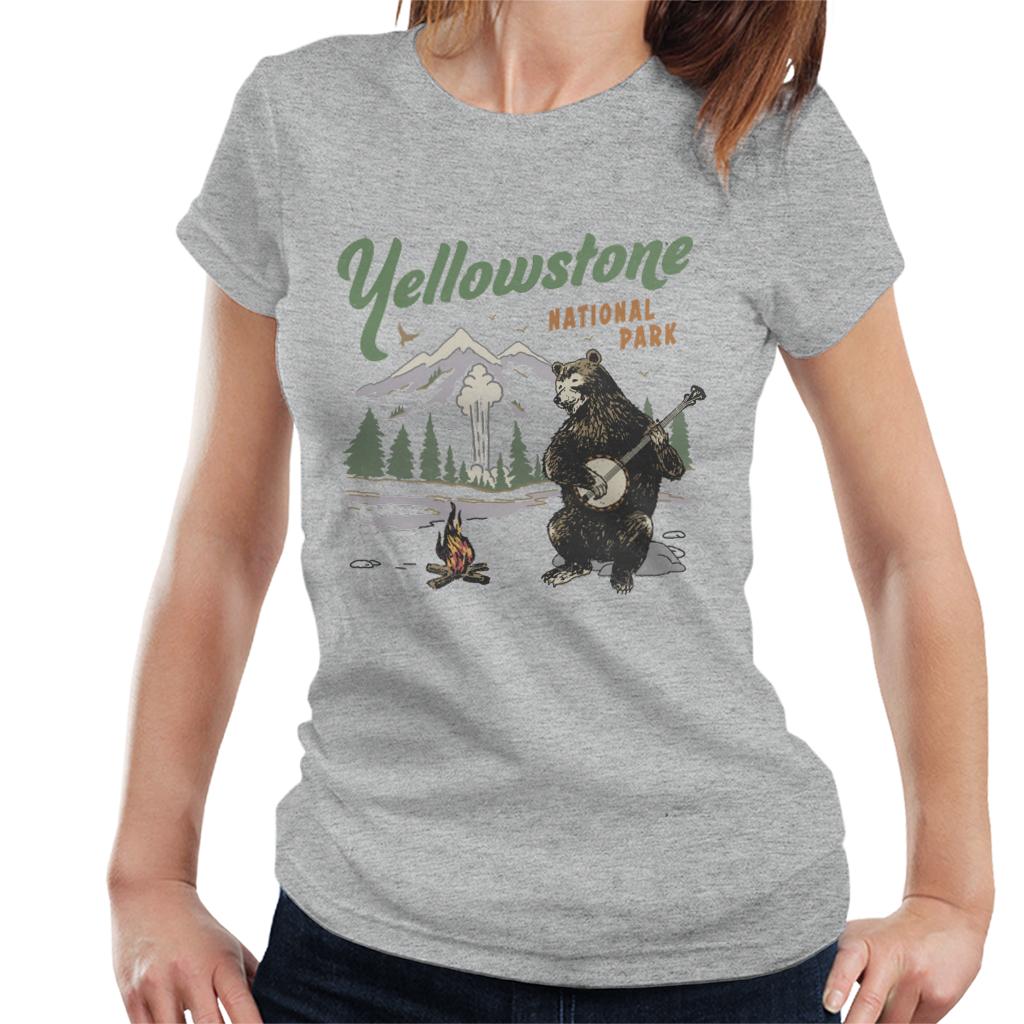 US National Parks Yellowstone Bear Playing Banjo Women's T-Shirt-ALL + EVERY