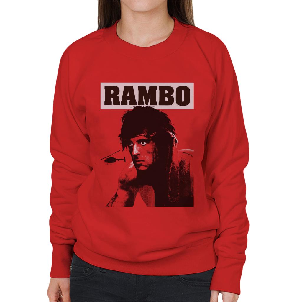 Rambo First Blood Helicopter Poster Women's Sweatshirt-ALL + EVERY