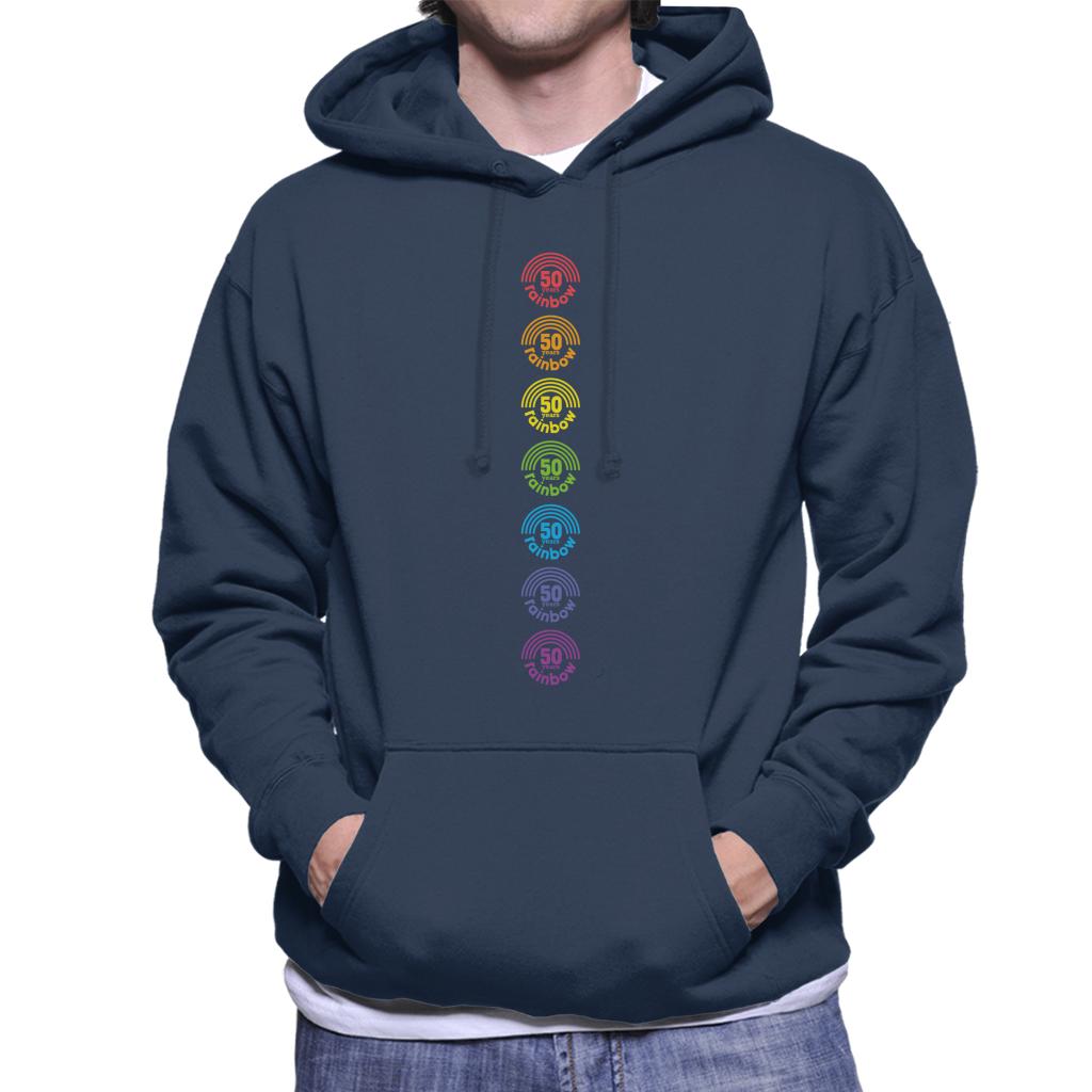 Rainbow 7 Colours Logo 50 Years Anniversary Men's Hooded Sweatshirt-ALL + EVERY